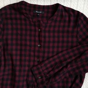 Madewell Market Popover Top in Burgundy Gingham